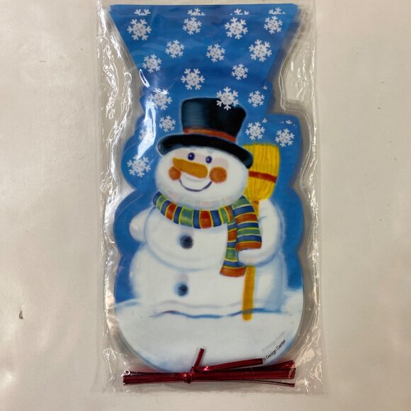 Holiday Time Snowman Shaped Blue Snowflake Treat Bags 15 Count - Picture 3 of 5